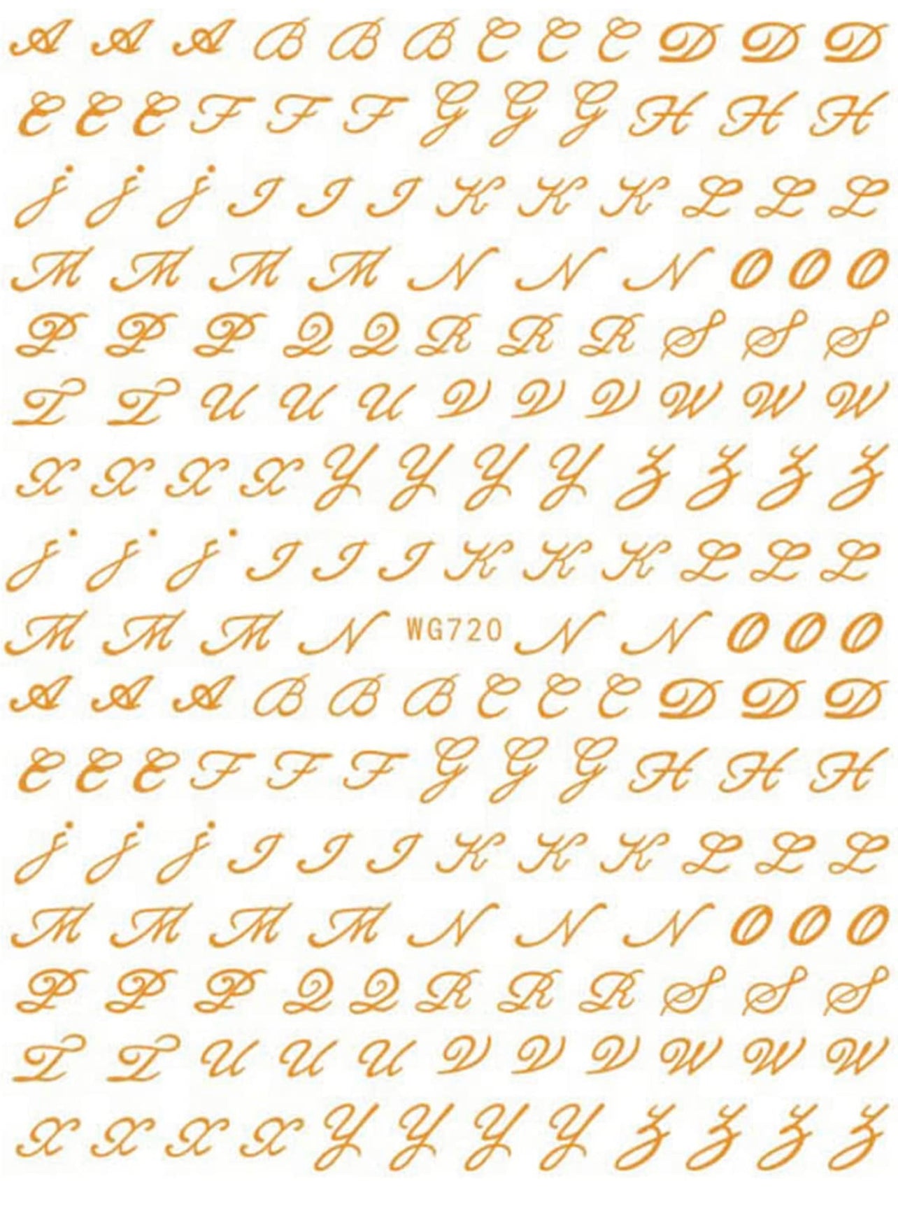 Gold Letter Nail Decals
